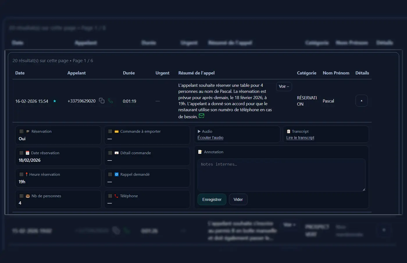 Exemple accueil restaurant