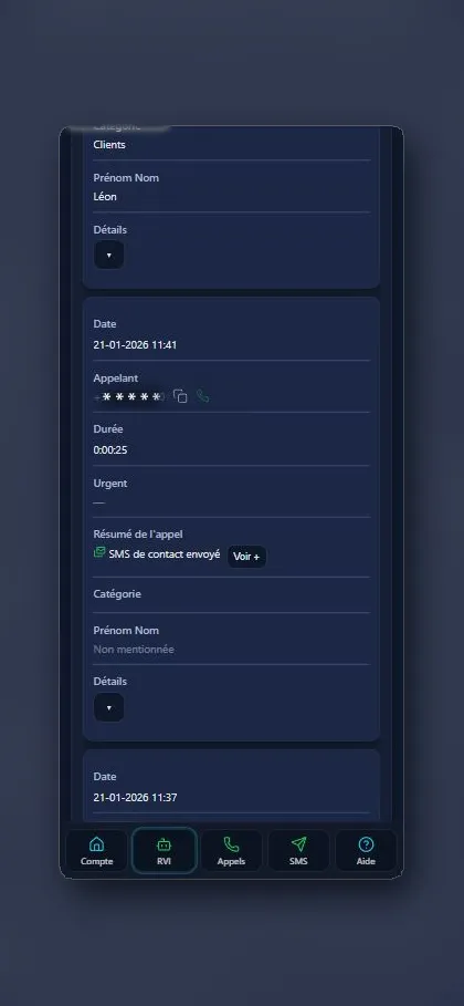 Historique — vue détaillée
